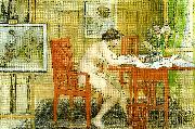Carl Larsson modellen skriver vykort France oil painting artist